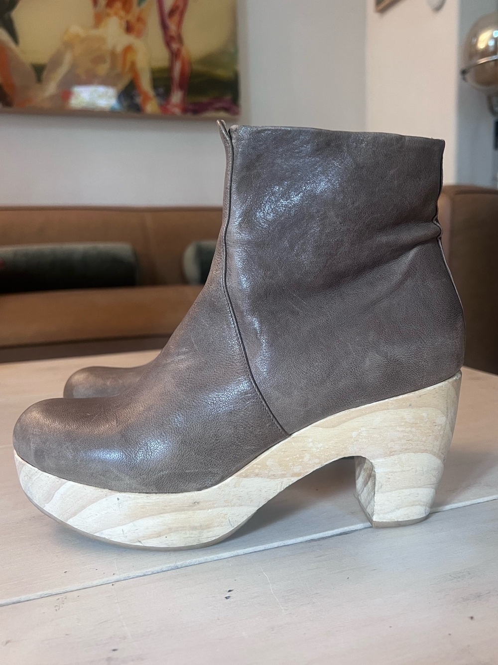 Women’s Brown Leather Clog Boots